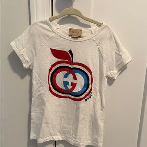 Gucci Kids Tee with Red and Blue Apple Design